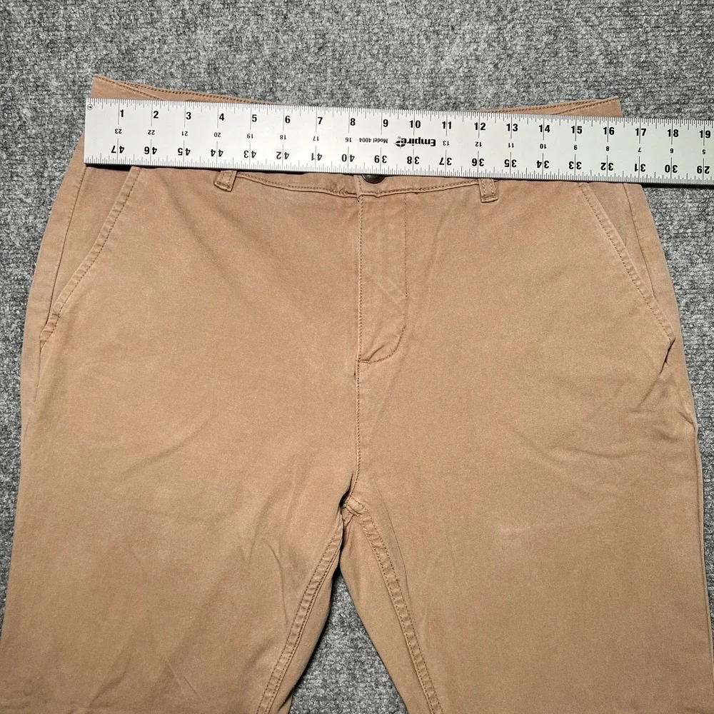 Mugsy Belmonts Slim Straight Stretch Chino Pants Tan Brown Men 34x30